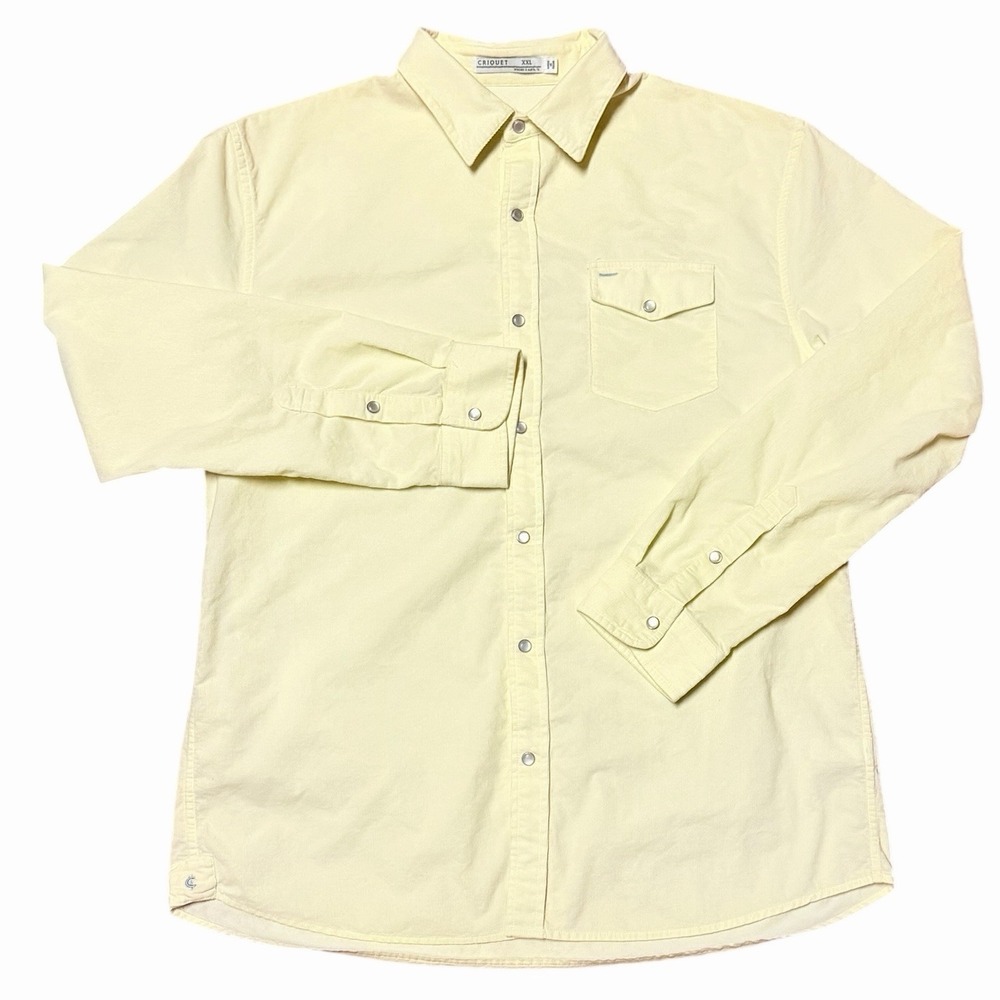 Criquet Corduroy Pearl Snap Mens 2XL Yellow Long Sleeve Casual Business